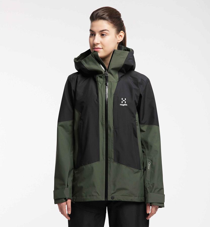 Haglöfs Womens Lumi Ski Jacket Dark Green/Black New Zealand 23641ZFXB